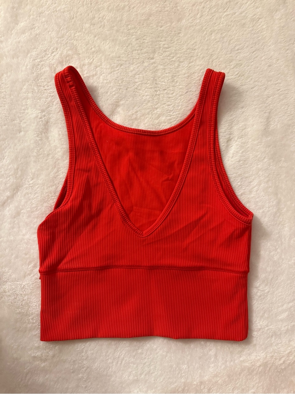 Ribbed V-Neck Crop Tank Pinky Orange